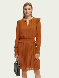 Dresses 1: Maison Scotch - Smocked Mini Dress - Cinnamon Spice