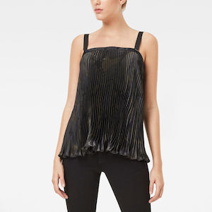 G-Star Raw - GS Plissee Pinafore Top - Asfalt/Black