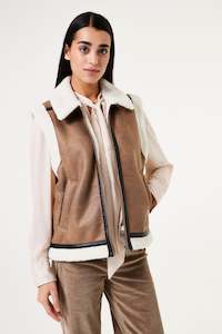Jackets: Garcia - Zip Up Teddy Vest - Desert Taupe