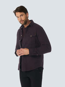 No Excess: No Excess - Brushed Twill LS Shirt - Aubergine