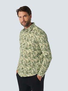 No Excess: No Excess - Allover Floral Print LS Shirt - Cement