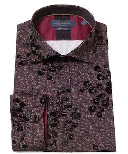 Guide London - Sequin LS Shirt - Burgundy/Tan