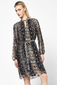 Dixie: Dixie - Serpent Dress - Black/Tan