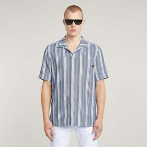 G Star Raw: G-Star Raw - One Pocket Regular SS Shirt - Deep Blue Irregular Stripe