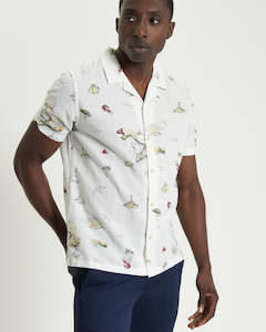 Ben Sherman: Ben Sherman - Brighton To Amalfi Print SS Shirt - Snow White