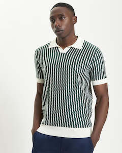 Ben Sherman - Vertical Wave Knitted Polo - Snow White