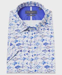 Guide London - Fishy SS Shirt - White/Blue