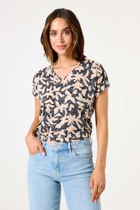 Tops: Garcia - Leaf Print Tee - Black