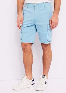 Shorts: Gaudi - Cotton Cargo Bermuda Short - Blue Topaz