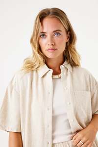 Garcia - Linen Blend SS Shirt - Beige Stone