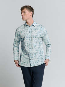 No Excess - Allover Printed Stretch Shirt - Chalk