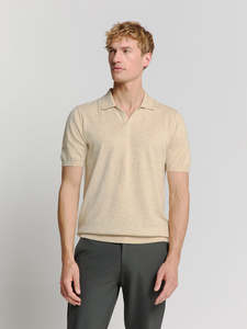 No Excess - Cotton Linen SS Polo - Sand