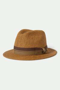 Brixton - Roma Straw Fedora - Coffee