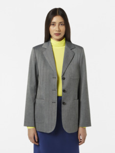 Maison Scotch - Herringbone School Blazer - Mid Grey Melange Pinstripe