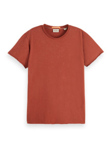 Maison Scotch - Washed Embroidered Tee - Terracotta