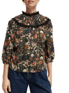 Maison Scotch - Printed Smock Top - Meadow Rhubarb