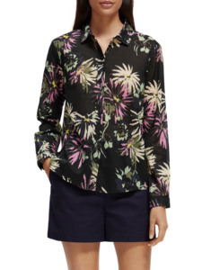 Maison Scotch: Maison Scotch - Regular Fit Printed Shirt - Aster Black