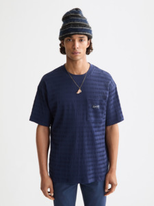 Scotch Soda: Scotch & Soda - Relaxed Fit Horizonal Textured Tee - Peacoat