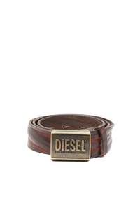 Diesel: Diesel - B-Metal Biscotto Leather Belt - Brown