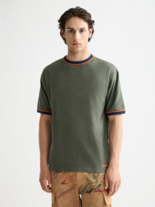 Scotch & Soda - Relaxed Fit Bound Neckline Tee - Thyme