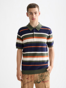 Scotch & Soda - Knitted Striped Regular Fit Polo - Peacoat Stripes