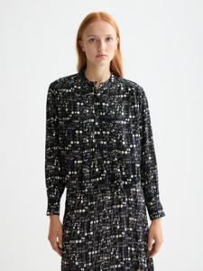 Maison Scotch: Maison Scotch - Printed Pintuck Blouse - Moon Gardening