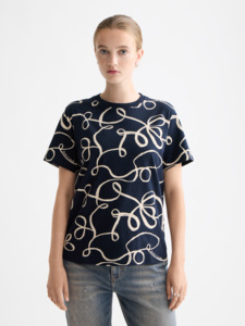 Maison Scotch: Maison Scotch - Printed Regular Fit Tee - Ribbon Navy AOP