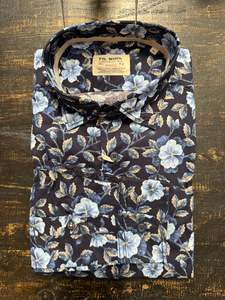 Fil Noir: Fil Noir - Treviso HBD Shirt - Navy Blue Flower Bush