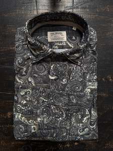 Fil Noir - Roma HBD Babycord Shirt - Forest Brown Paisley