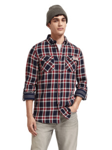 Scotch & Soda - Double-Face Twill Check Shirt - Red Blue Check