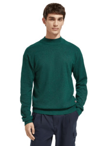 Scotch & Soda - Dropped Shoulder Mock Neck Sweater - Artic Teal
