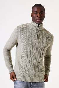 Garcia: Garcia - Quarter Zip Knit Pullover - Vetiver