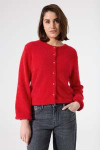 Garcia - Gold Button Knit Cardigan - True Red