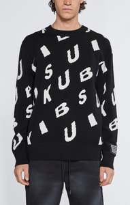 Ksubi: Ksubi - Letters Knit Crew - Black