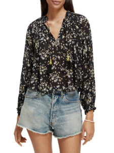 Maison Scotch - Ruffled Collar Blouse - Dandelion Black