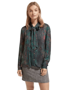 Maison Scotch - Tie Neck LS Shirt - Snake