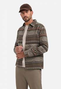 No Excess - Jacquard Pattern Overshirt - Taupe