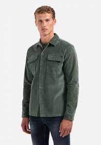 No Excess - Buttoned Velvet Overshirt - Dark Green