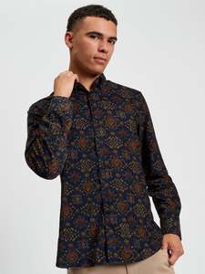 Ben Sherman - Foulard Print Cord LS Shirt - Khaki