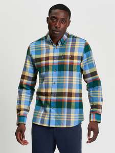 Ben Sherman: Ben Sherman - Brushed Check LS Shirt - Riviera Blue