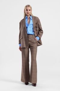 Dixie: Dixie - Flared Checkered Pant - Moro