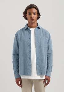 Dstrezzed - Patric Seersucker Ribcord Shirt - Mist Blue