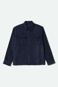 Brixton: Brixton - Seldon Soft Brushed Flannel Overshirt - Mood Indigo Pinestripe