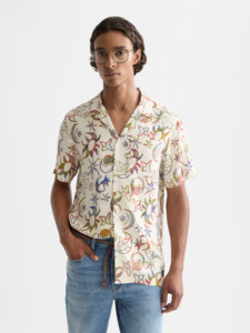 Scotch Soda: Scotch & Soda - Printed SS Shirt - Cosmic Sky Eggnog