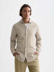 Scotch & Soda - Microcheck Poplin Shirt - Green Moss Micro Check