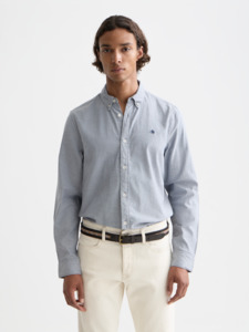 Scotch & Soda - Regular Fit Solid Oxford Shirt - Oceana