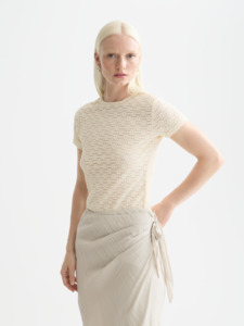 Maison Scotch: Maison Scotch - Open Structure Slim Fit Top - Eggnog