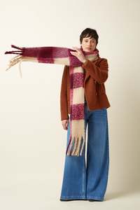 Womens: King Louie - Check Scarf Multi - Cabernet Red