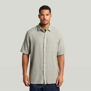 G-Star Raw - One Pocket Regular SS Shirt - Dark Nuri Green Wide Stripe