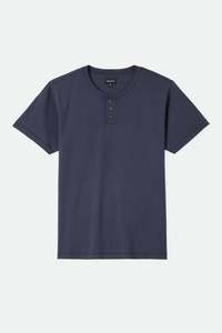 Brixton - Baseline Henley Tee  - Washed Navy Vintage Wash